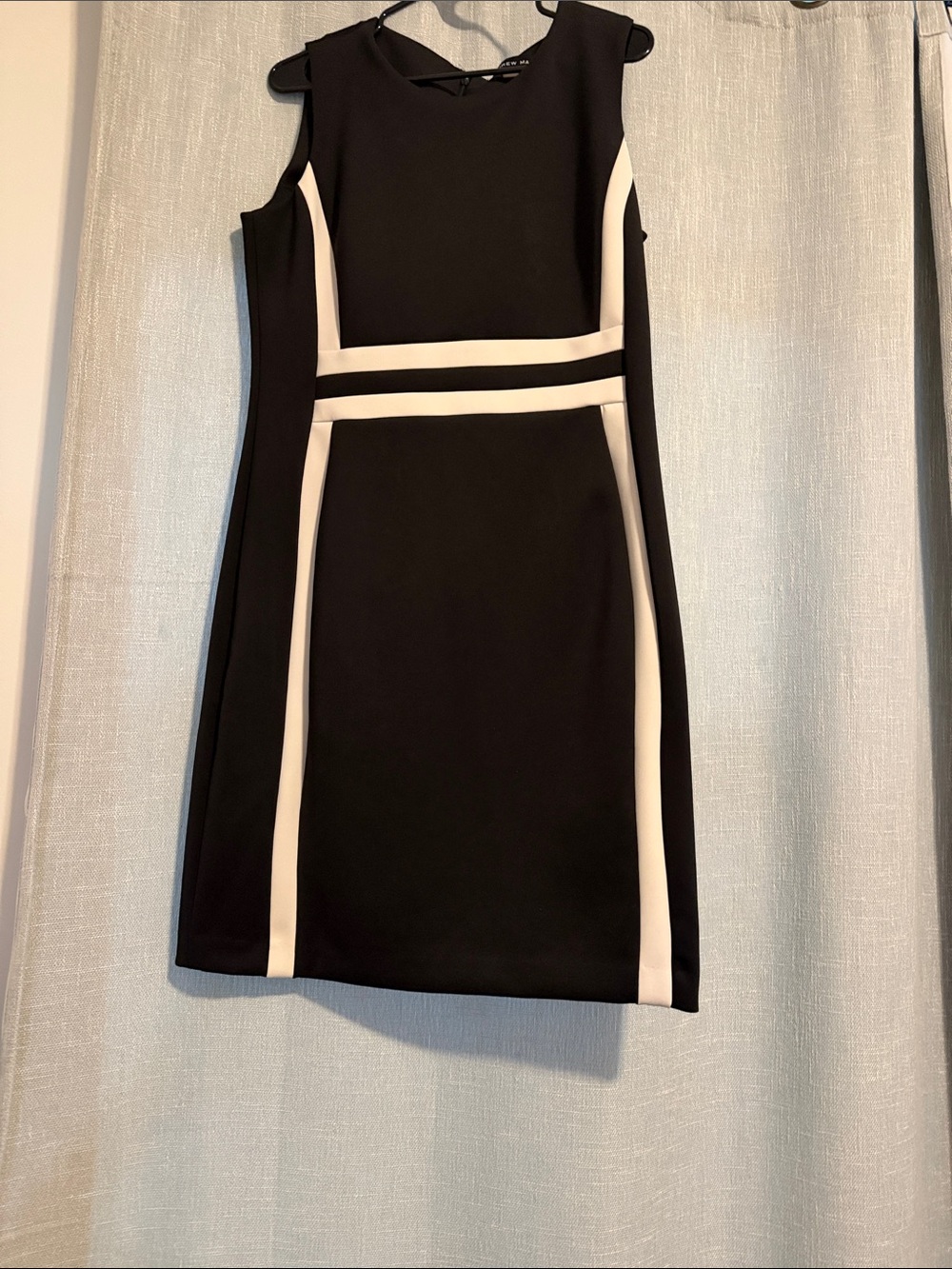 Andrew Marc Black Sheath Dress with White Contrast Panels